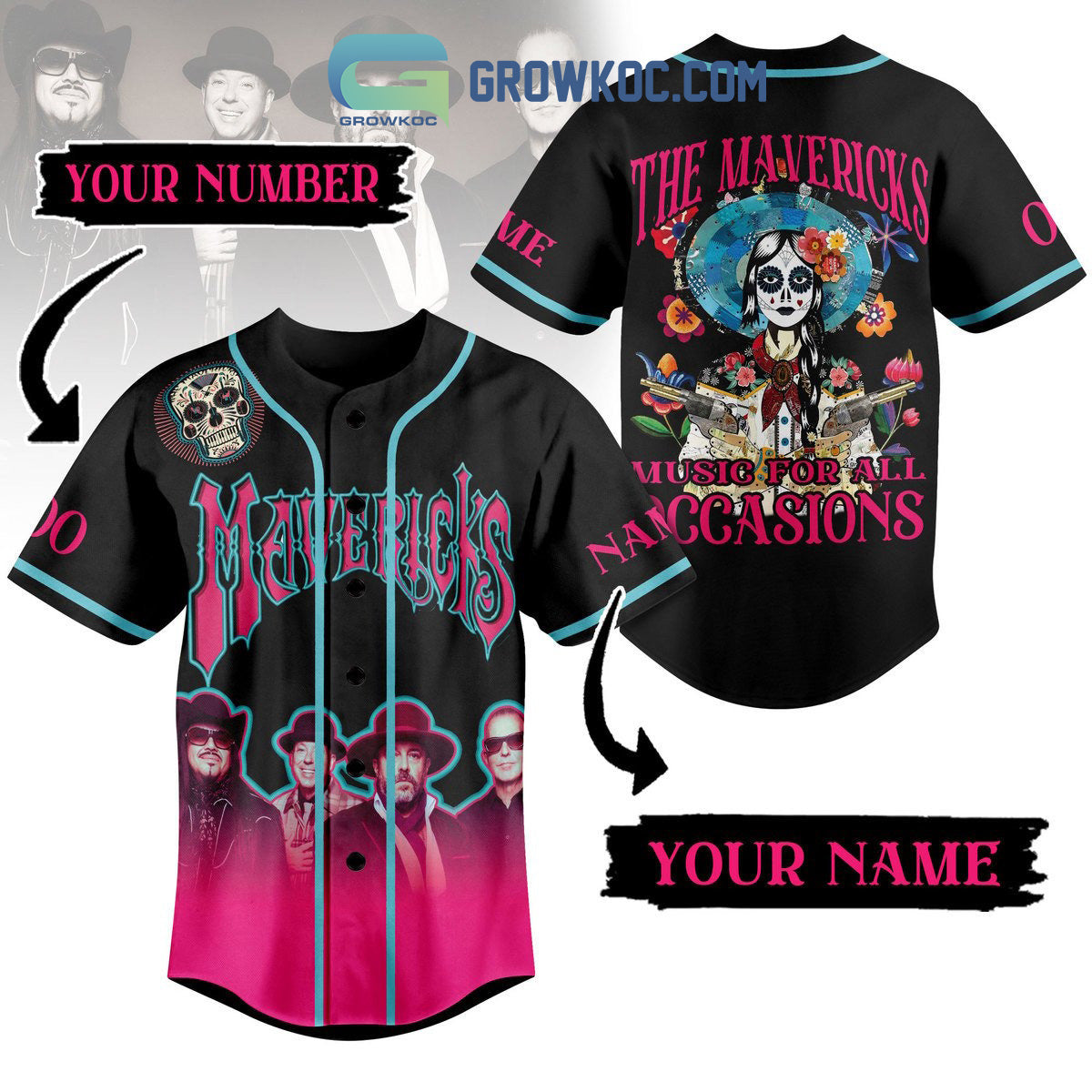 The Mavericks Music For All Occasions Personalized Baseball Jersey Unisex T-shirt, Sweatshirt, Hoodie, Long Sleeve Tee - T-Shirt, Sweatshirt, Hoodie