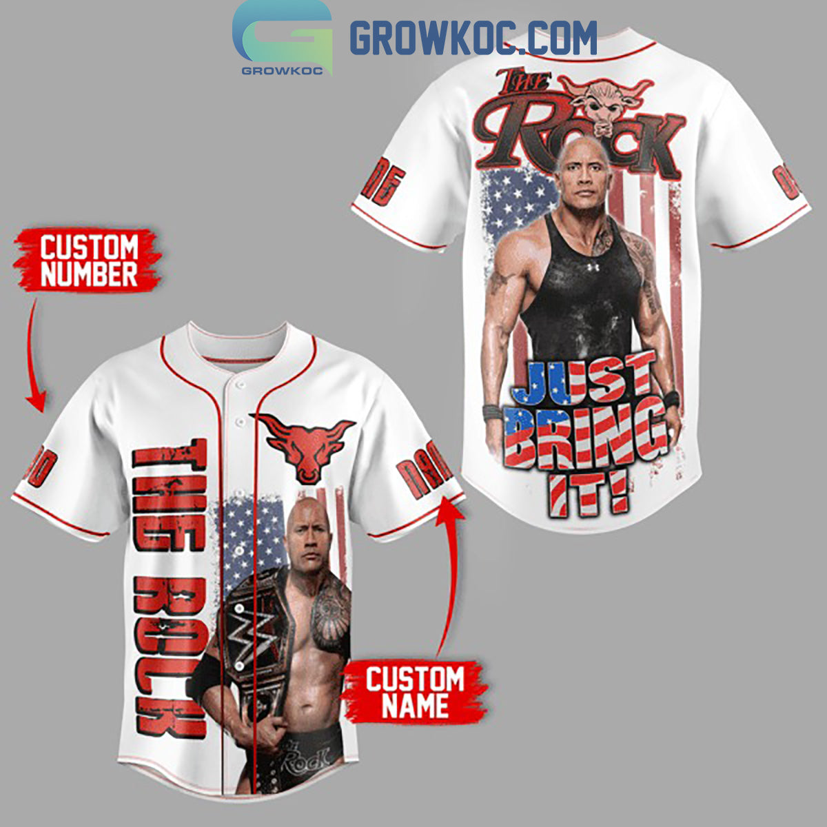 The Rock Dwayne Johnson Just Bring It Personalized Baseball Jersey Unisex T-shirt, Sweatshirt, Hoodie, Long Sleeve Tee - T-Shirt, Sweatshirt, Hoodie