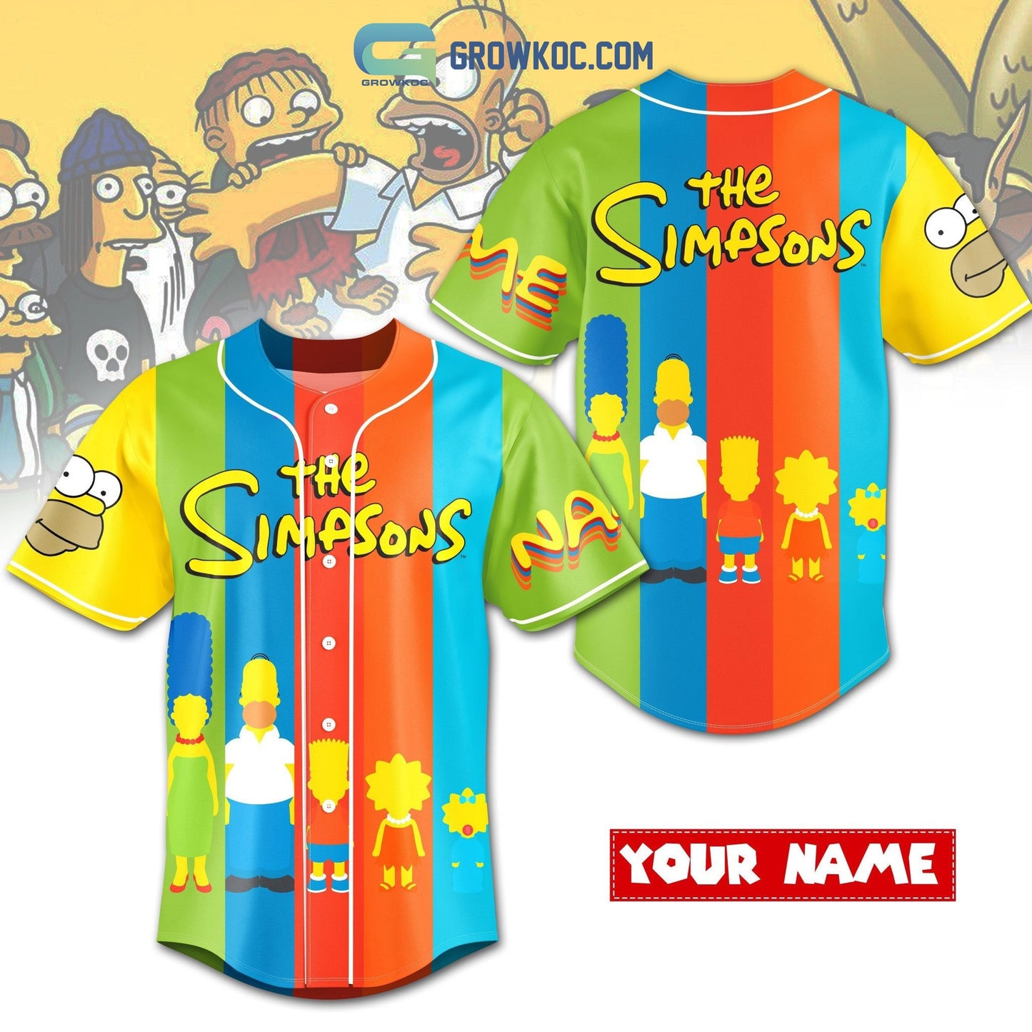 The Simpsons American Sitcom Personalized Baseball Jersey Unisex T-shirt, Sweatshirt, Hoodie, Long Sleeve Tee - T-Shirt, Sweatshirt, Hoodie