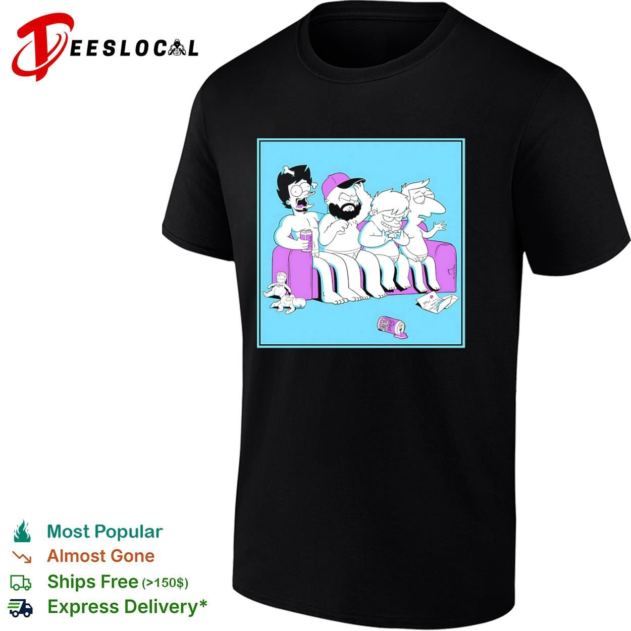 The Simpsons cartoon characters couch shirt Unisex T-shirt, Sweatshirt, Hoodie, Long Sleeve Tee - T-Shirt, Sweatshirt, Hoodie