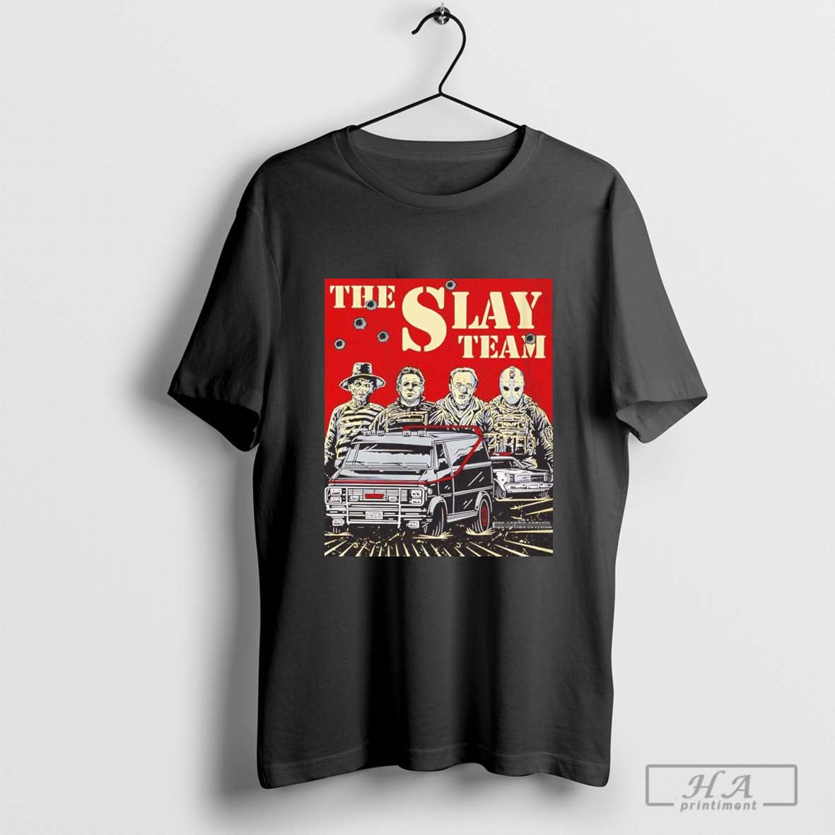 Slay Team Horror Movie Character Halloween T-Shirts, Hoodie, Sweatshirt - T-Shirt, Sweatshirt, Hoodie