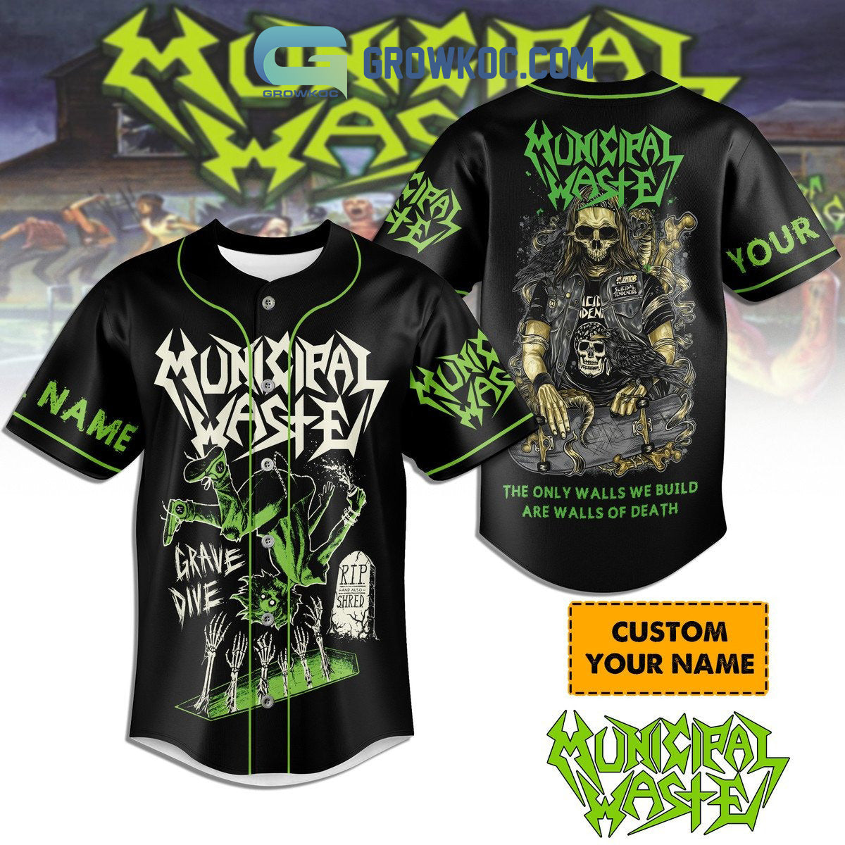 The Wall Of Death Municipal Waste Personalized Baseball Jersey Unisex T-shirt, Sweatshirt, Hoodie, Long Sleeve Tee - T-Shirt, Sweatshirt, Hoodie