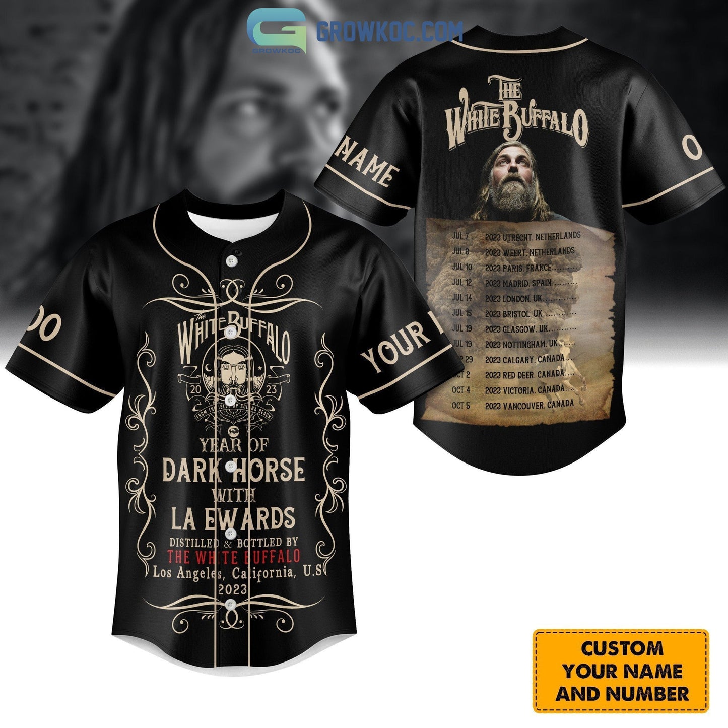 The White Buffalo Year Of Dark Horse With La Ewards Personalized Baseball Jersey Unisex T-shirt, Sweatshirt, Hoodie, Long Sleeve Tee - T-Shirt, Sweatshirt, Hoodie
