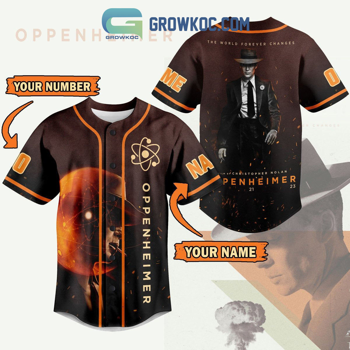 The World Forever Changes A Film By Christopher Nolan Oppenheimer Personalized Baseball Jersey - T-Shirt, Sweatshirt, Hoodie