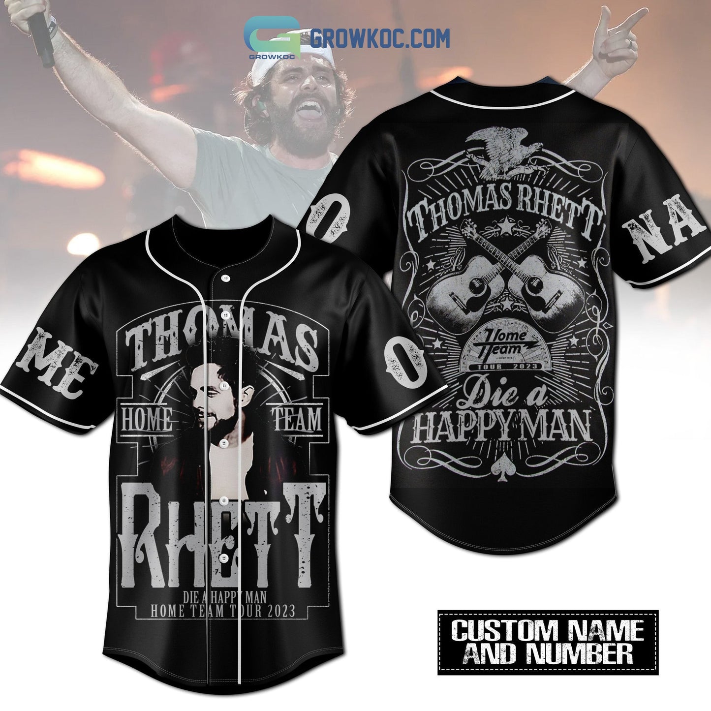 Thomas Rhett Die A Happy Man Home Team Tour 2023 Personalized Baseball Jersey Unisex T-shirt, Sweatshirt, Hoodie, Long Sleeve Tee - T-Shirt, Sweatshirt, Hoodie