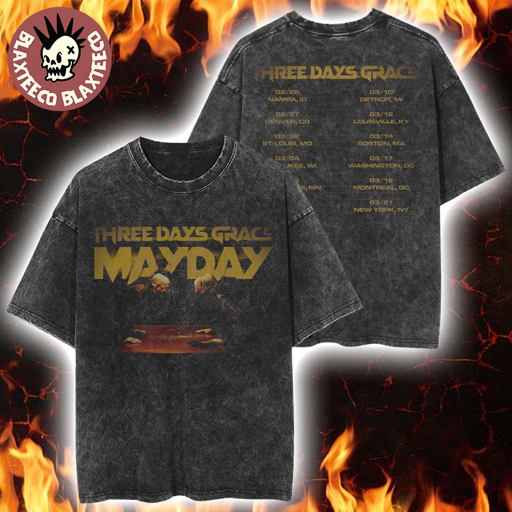 Three Days Grace Alienation 2026 Tour Merch Mayday Vintage Washed Tee Unisex T-shirt, Sweatshirt, Hoodie, Long Sleeve Tee - T-Shirt, Sweatshirt, Hoodie