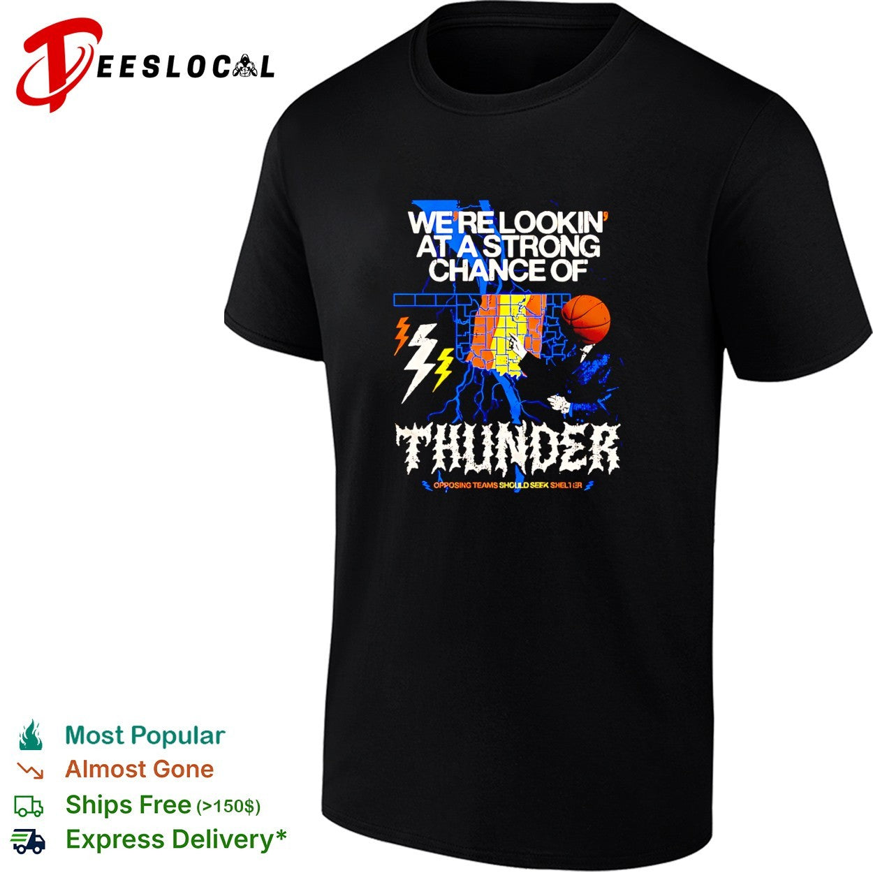Thunder strong chance weather forecast shirt Unisex T-shirt, Sweatshirt, Hoodie, Long Sleeve Tee - T-Shirt, Sweatshirt, Hoodie