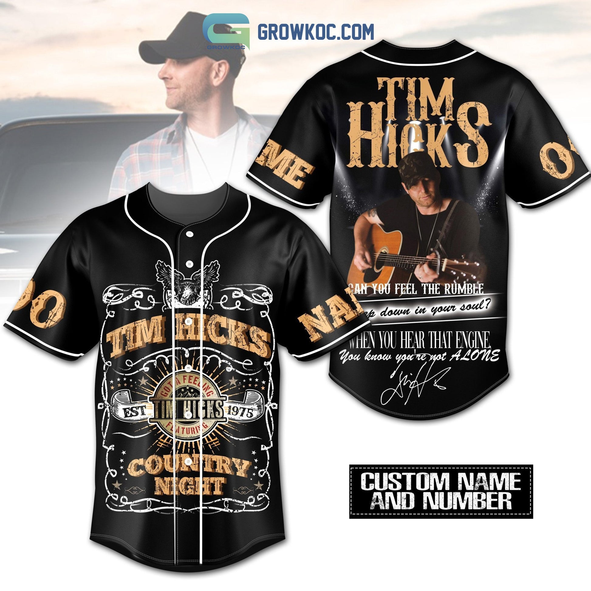Tim Hicks Country Night Personalized Baseball Jersey Unisex T-shirt, Sweatshirt, Hoodie, Long Sleeve Tee - T-Shirt, Sweatshirt, Hoodie
