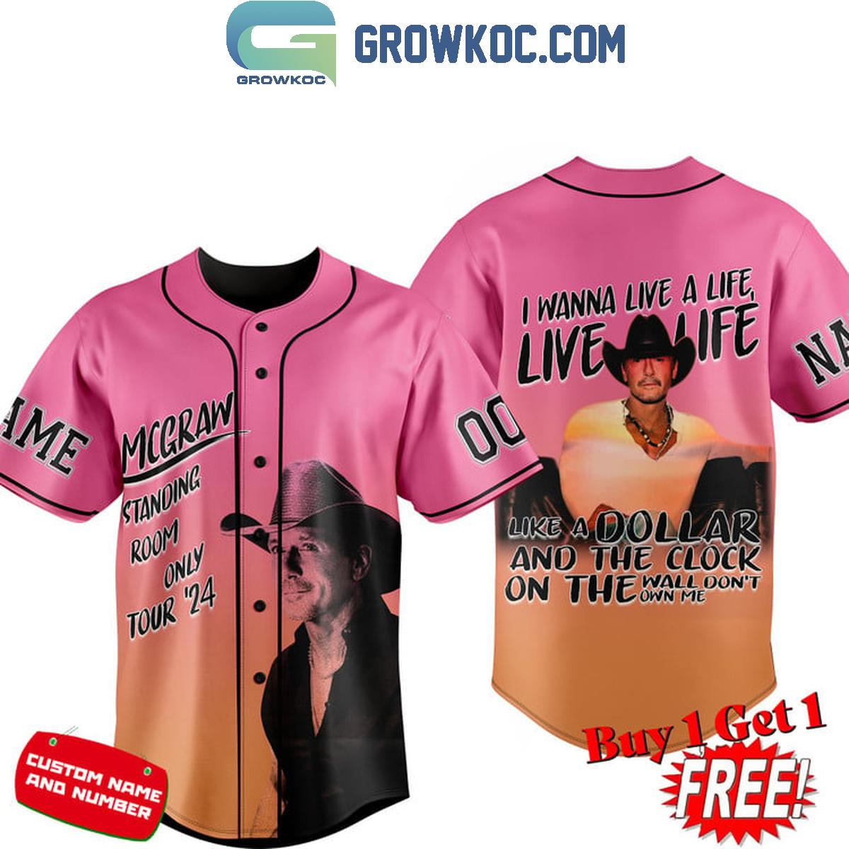 Tim McGraw Standing Room Only Tour 2024 Personalized Baseball Jersey Unisex T-shirt, Sweatshirt, Hoodie, Long Sleeve Tee - T-Shirt, Sweatshirt, Hoodie