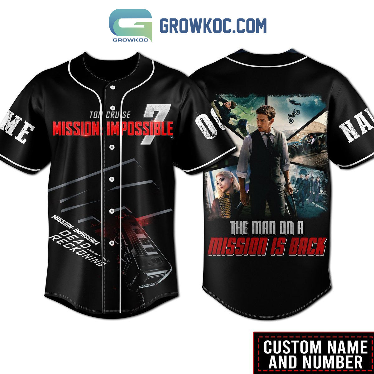 Tom Cruise Mission Impossible The Man On A Mission Is Back Personalized Baseball Jersey Unisex T-shirt, Sweatshirt, Hoodie, Long Sleeve Tee - T-Shirt, Sweatshirt, Hoodie