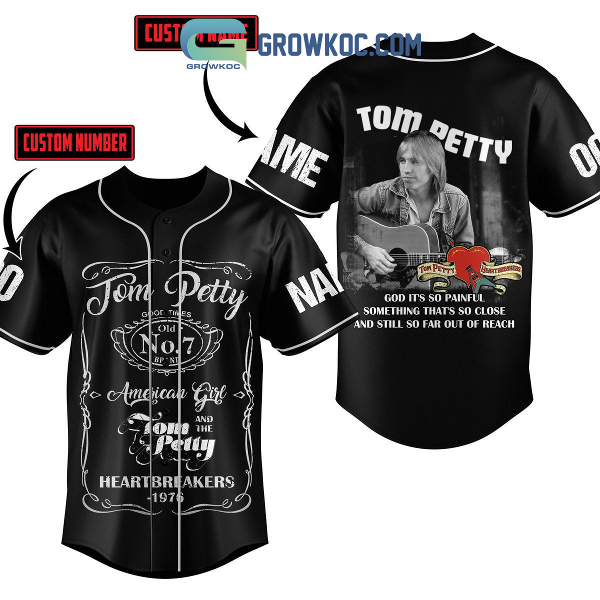 Tom Petty God Its So Painful Personalized Baseball Jersey Unisex T-shirt, Sweatshirt, Hoodie, Long Sleeve Tee - T-Shirt, Sweatshirt, Hoodie
