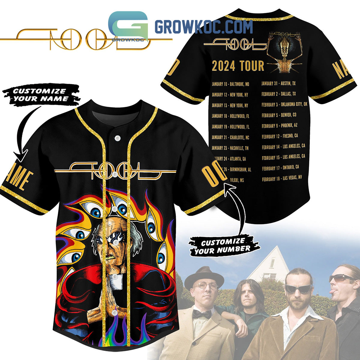 Tool Band 2024 Tour Personalized Baseball Jersey Unisex T-shirt, Sweatshirt, Hoodie, Long Sleeve Tee - T-Shirt, Sweatshirt, Hoodie
