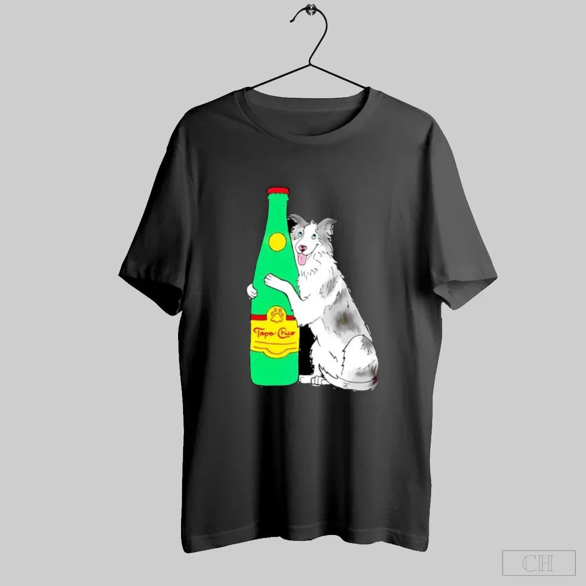 Topo Chico Border Collie Dog Holding Bottle S Black T-Shirts, Hoodie, Sweatshirt - T-Shirt, Sweatshirt, Hoodie