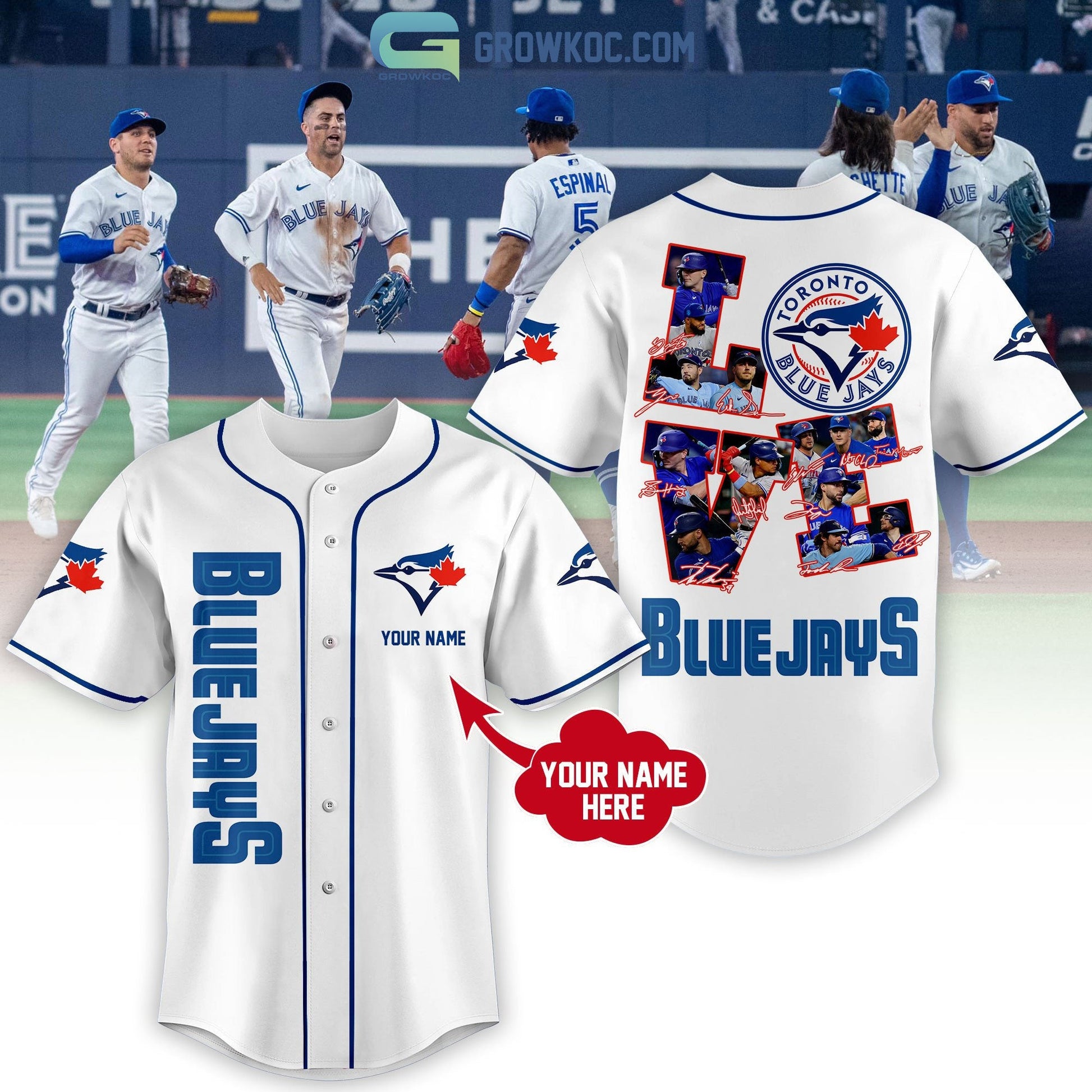 Toronto Blue Jays Love Team Personalized Baseball Jersey Unisex T-shirt, Sweatshirt, Hoodie, Long Sleeve Tee - T-Shirt, Sweatshirt, Hoodie