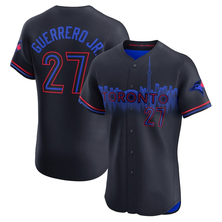 Toronto Blue Jays #27 Vladimir Guerrero Jr. 2024 City Connect Elite Player Jersey - Navy Stitched Baseball Jersey baseball jersey product view 1