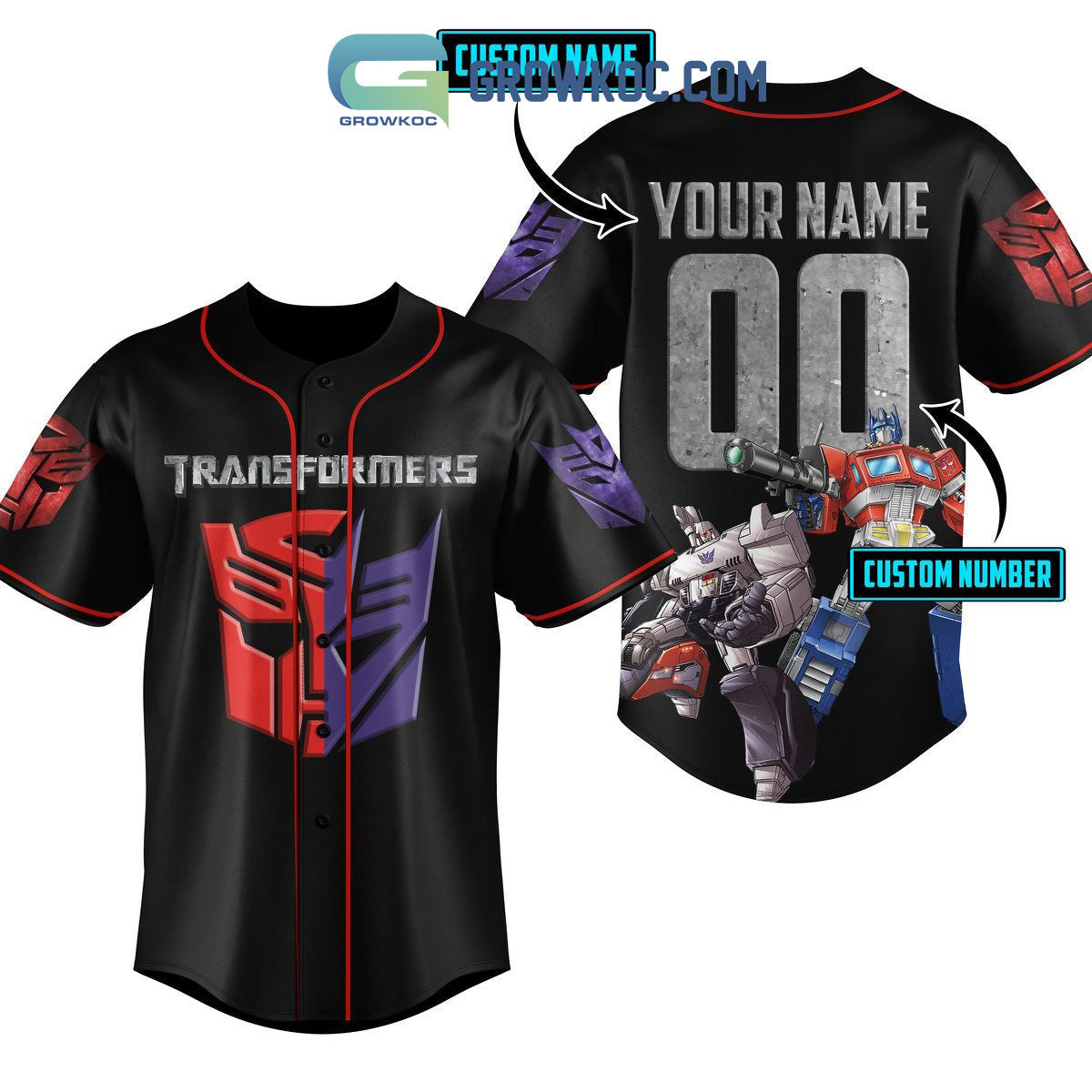 Transformers Autobot The Heroes Personalized Baseball Jersey Unisex T-shirt, Sweatshirt, Hoodie, Long Sleeve Tee - T-Shirt, Sweatshirt, Hoodie