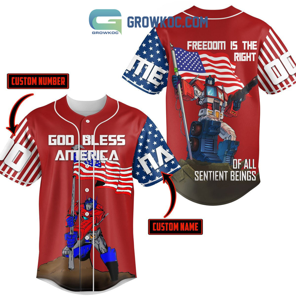Transformers Autobot The Optimus Prime Fan Personalized Baseball Jersey Unisex T-shirt, Sweatshirt, Hoodie, Long Sleeve Tee - T-Shirt, Sweatshirt, Hoodie