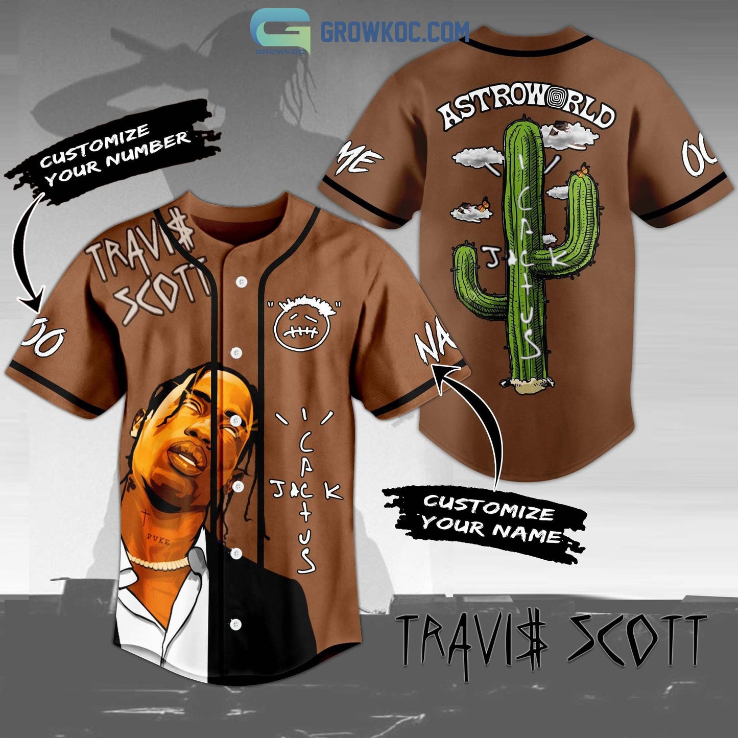 Travis Scott Astroworld Cactus Personalized Baseball Jersey Unisex T-shirt, Sweatshirt, Hoodie, Long Sleeve Tee - T-Shirt, Sweatshirt, Hoodie