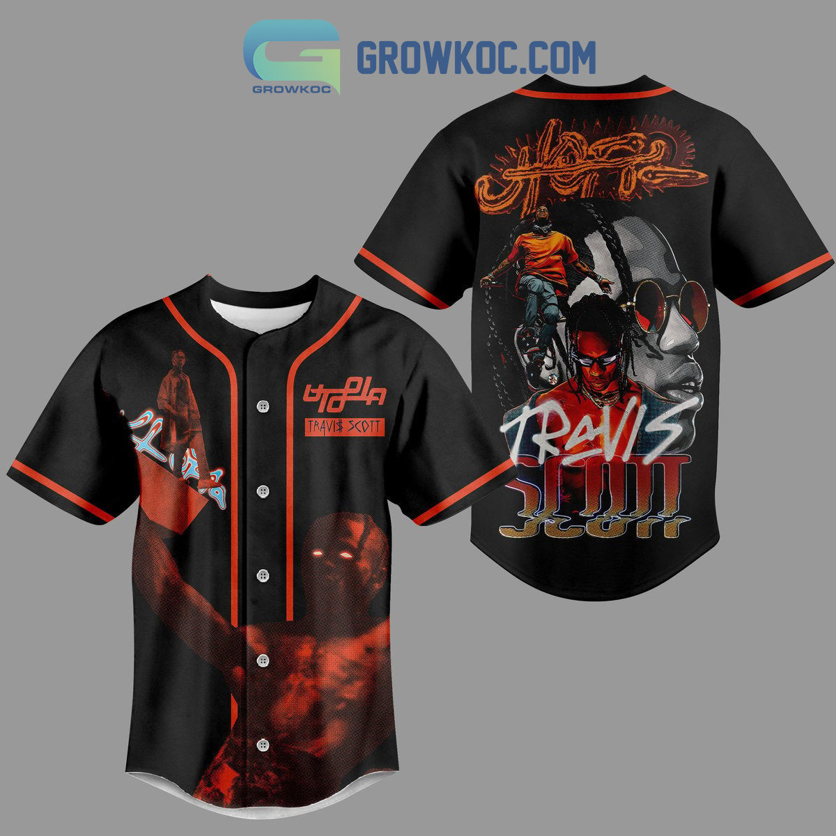 Travis Scott Custom Art Baseball Jersey Unisex T-shirt, Sweatshirt, Hoodie, Long Sleeve Tee - T-Shirt, Sweatshirt, Hoodie