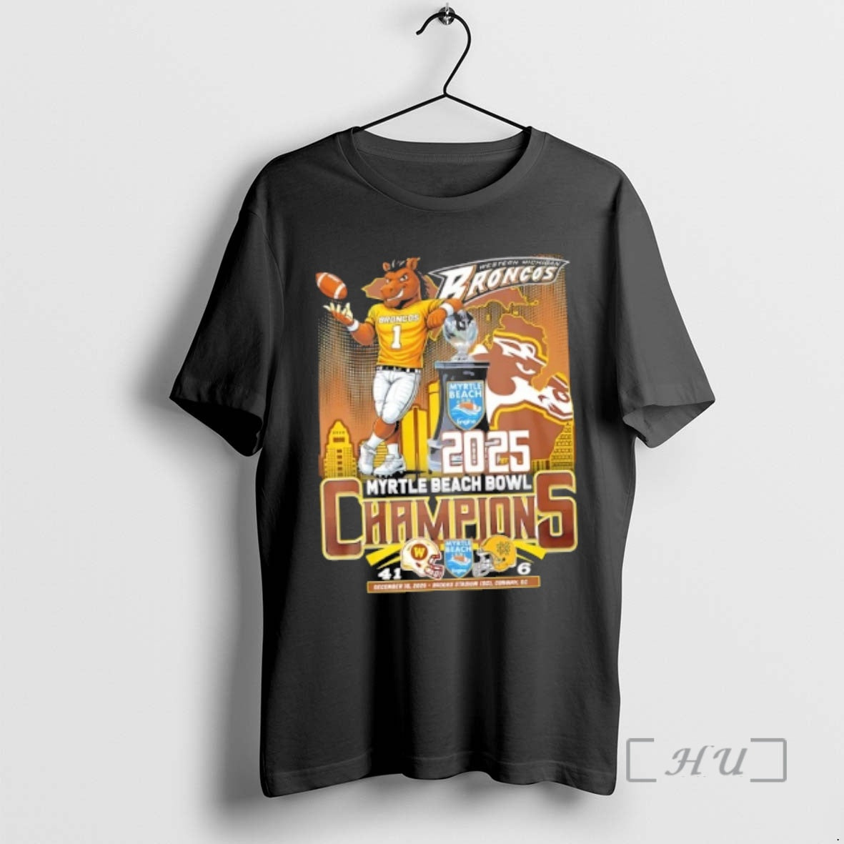 Trending 2025 Myrtle Beach Bowl Champions Western Michigan Broncos Mascot Skyline T-Shirts, Hoodie, Sweatshirt - T-Shirt, Sweatshirt, Hoodie