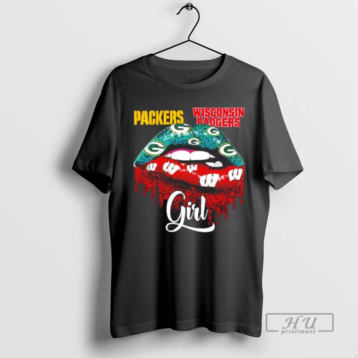 Trending Green Bay Packers Wisconsin Badgers Girl Sexy Lips Blackshirt T-Shirts, Hoodie, Sweatshirt - T-Shirt, Sweatshirt, Hoodie