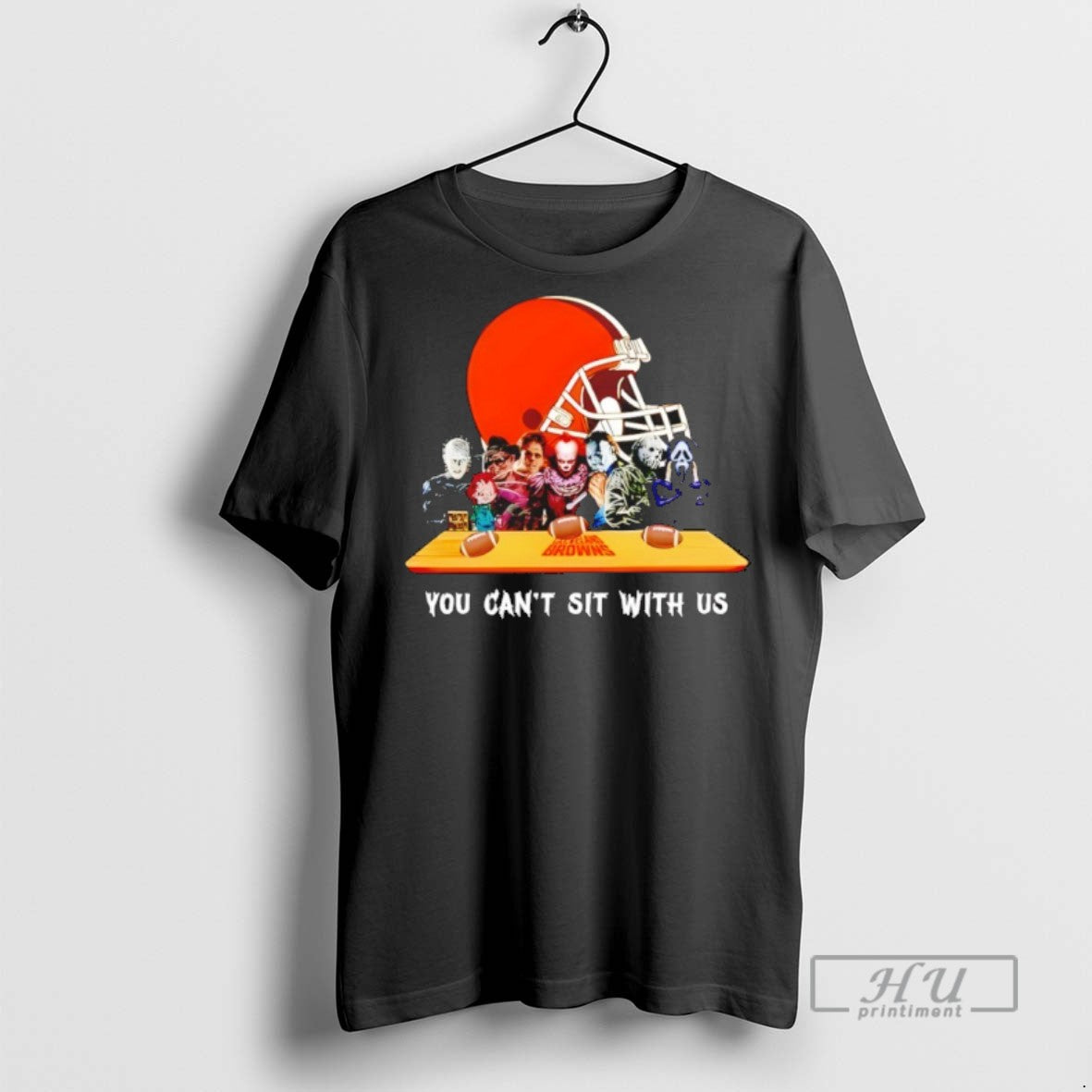 Trending Horror Movie Characters You Cant Sit Us Cleveland Browns Halloween T-Shirts, Hoodie, Sweatshirt - T-Shirt, Sweatshirt, Hoodie