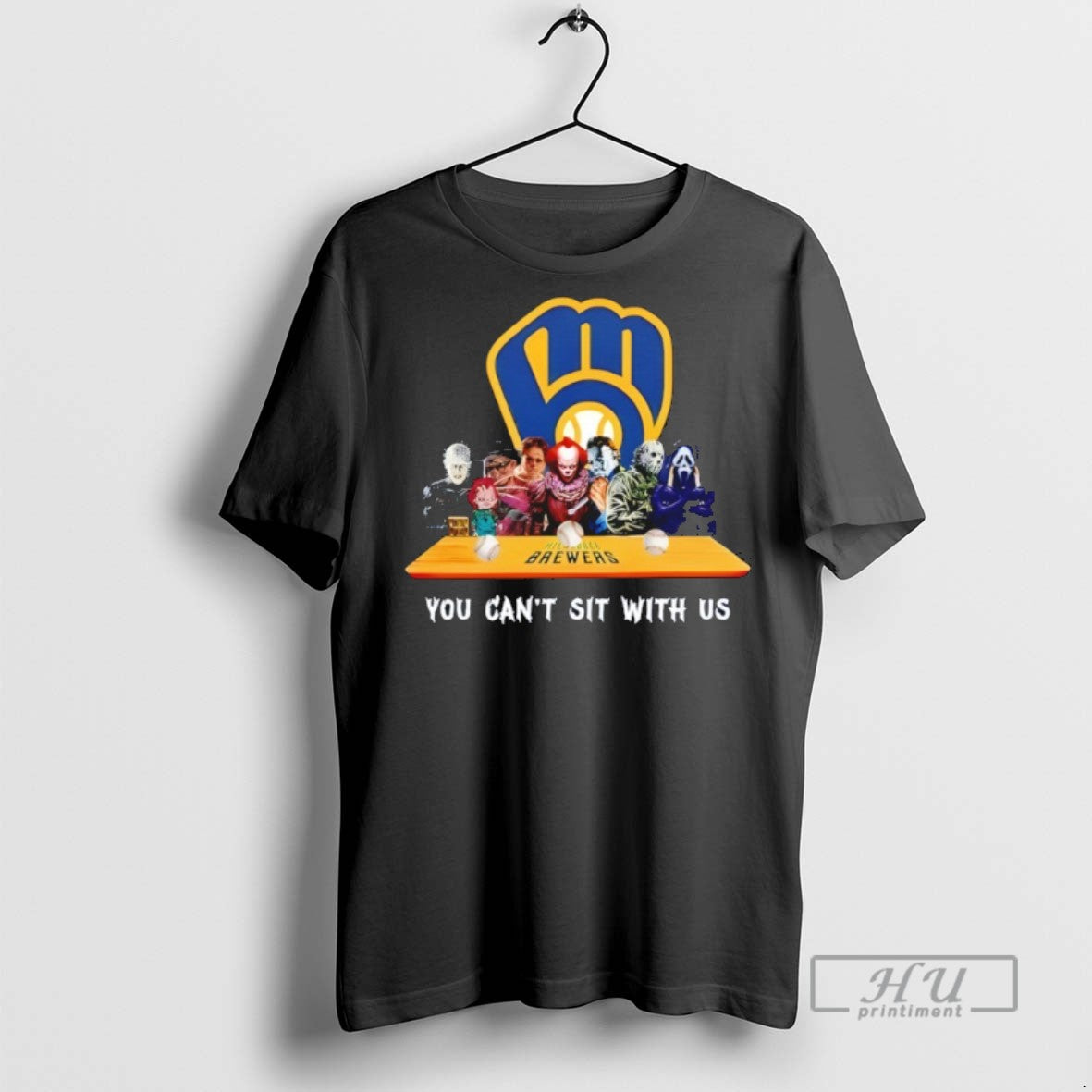Trending Horror Movie Characters You Cant Sit Us Milwaukee Brewers Halloween T-Shirts, Hoodie, Sweatshirt - T-Shirt, Sweatshirt, Hoodie