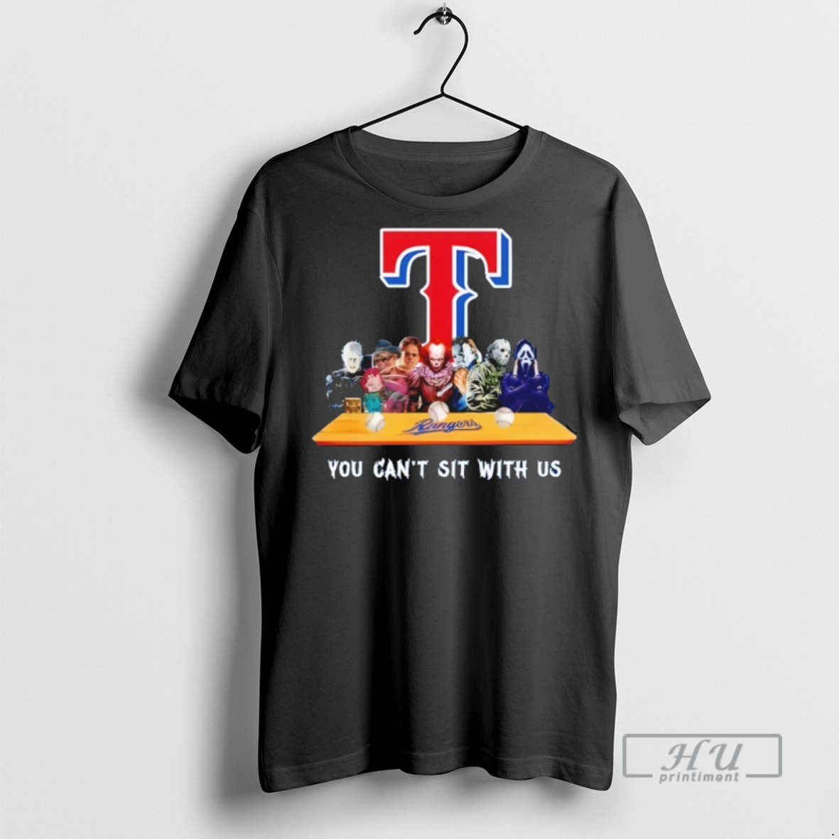 Trending Horror Movie Characters You Cant Sit Us Texas Rangers Halloween T-Shirts, Hoodie, Sweatshirt - T-Shirt, Sweatshirt, Hoodie