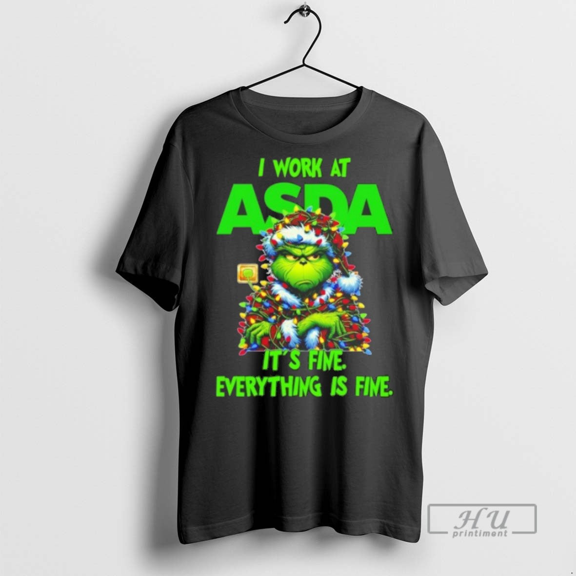 Trending Officials Grinch Santa I Work Asda Fine Everything Is Fine Lights T-Shirts, Hoodie, Sweatshirt - T-Shirt, Sweatshirt, Hoodie