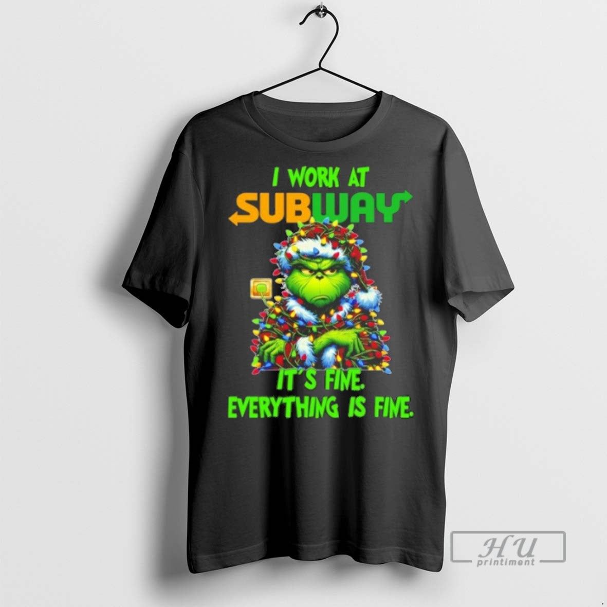 Trending Officials Grinch Santa I Work Subway Fine Everything Is Fine Lights T-Shirts, Hoodie, Sweatshirt - T-Shirt, Sweatshirt, Hoodie