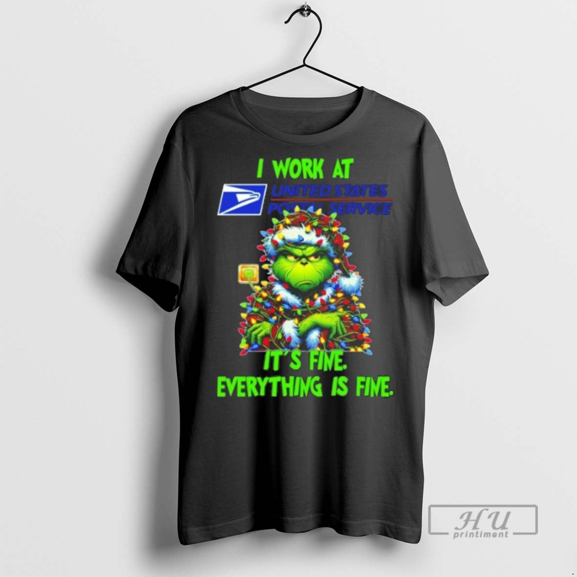 Trending Officials Grinch Santa I Work Usps Fine Everything Is Fine Lights T-Shirts, Hoodie, Sweatshirt - T-Shirt, Sweatshirt, Hoodie
