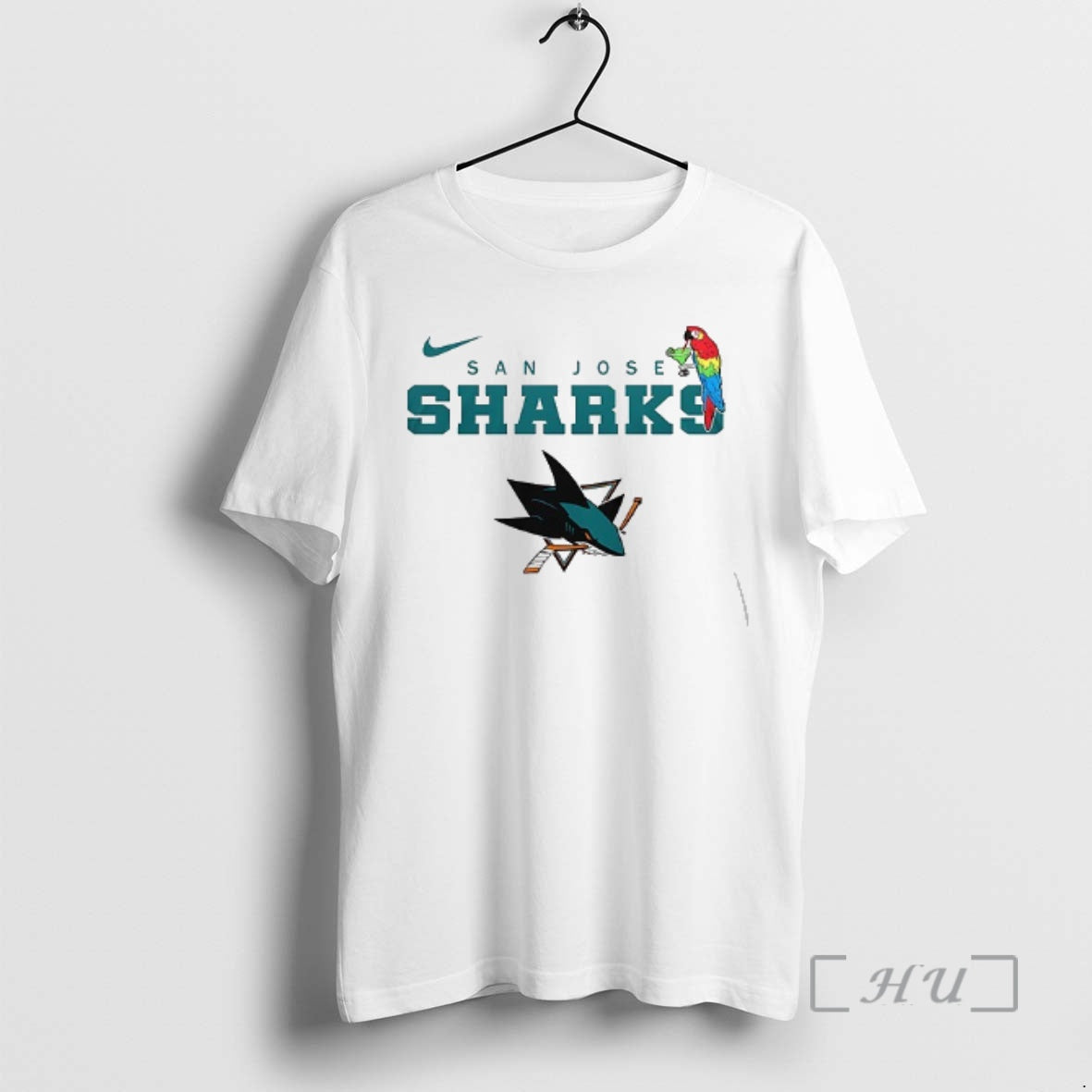 Trending San Jose Sharks X Jimmy Buffett Parrot Mascot Double Sided T-Shirts, Hoodie, Sweatshirt - T-Shirt, Sweatshirt, Hoodie