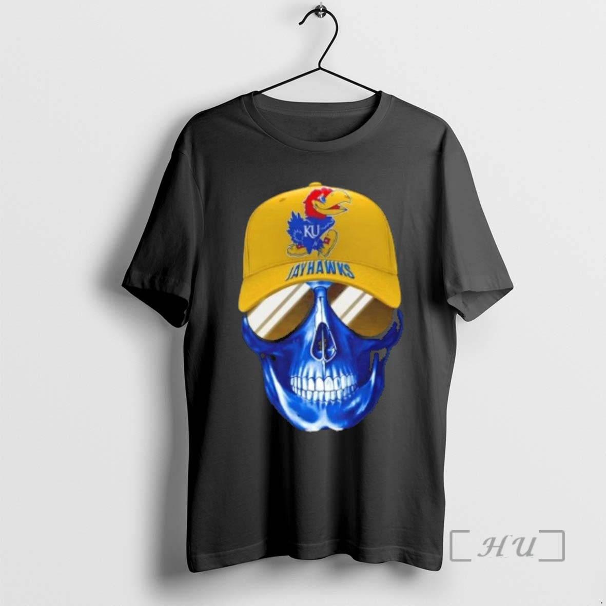 Trending Skull Wearing Cap Smile Kansas Jayhawks Fans T-Shirts, Hoodie, Sweatshirt - T-Shirt, Sweatshirt, Hoodie