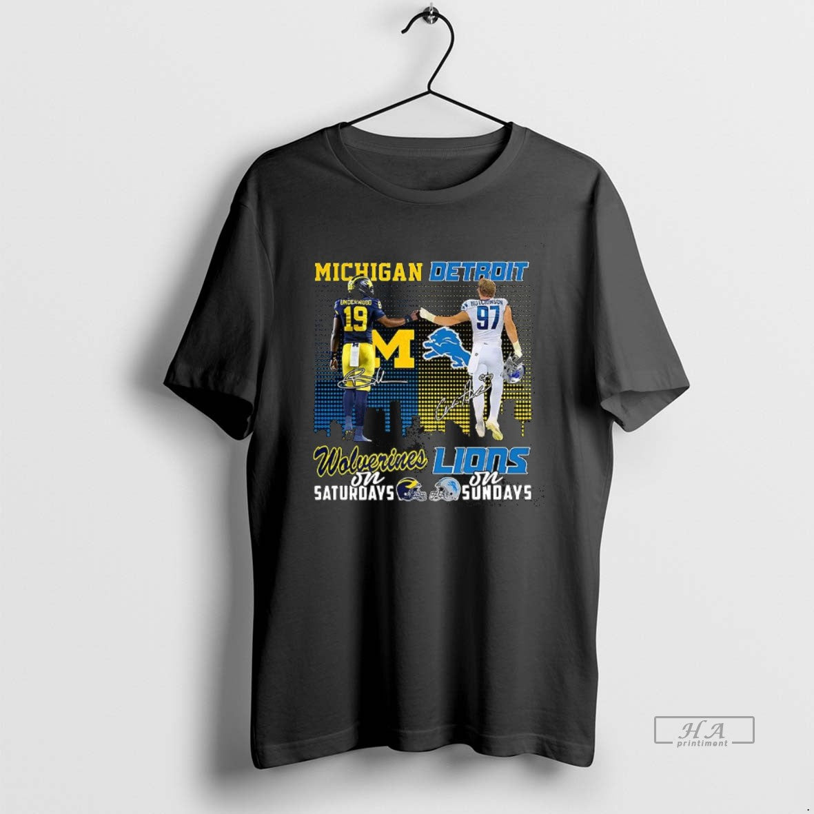 Underwood Wolverines Saturdays Aidan Hutchinson Lions Sundays Signature T-Shirts, Hoodie, Sweatshirt - T-Shirt, Sweatshirt, Hoodie