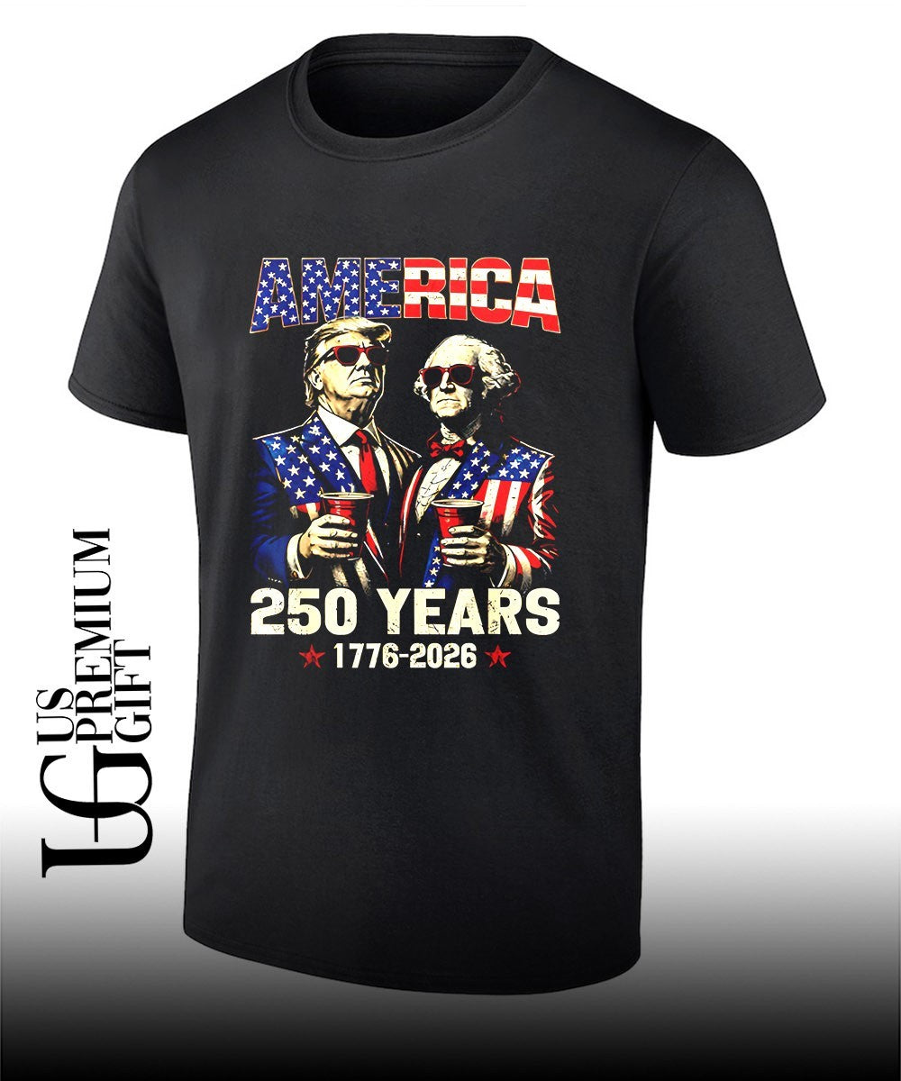 Trump and Washington America 250th USA Anniversary 2026 shirt Unisex T-shirt, Sweatshirt, Hoodie, Long Sleeve Tee - T-Shirt, Sweatshirt, Hoodie