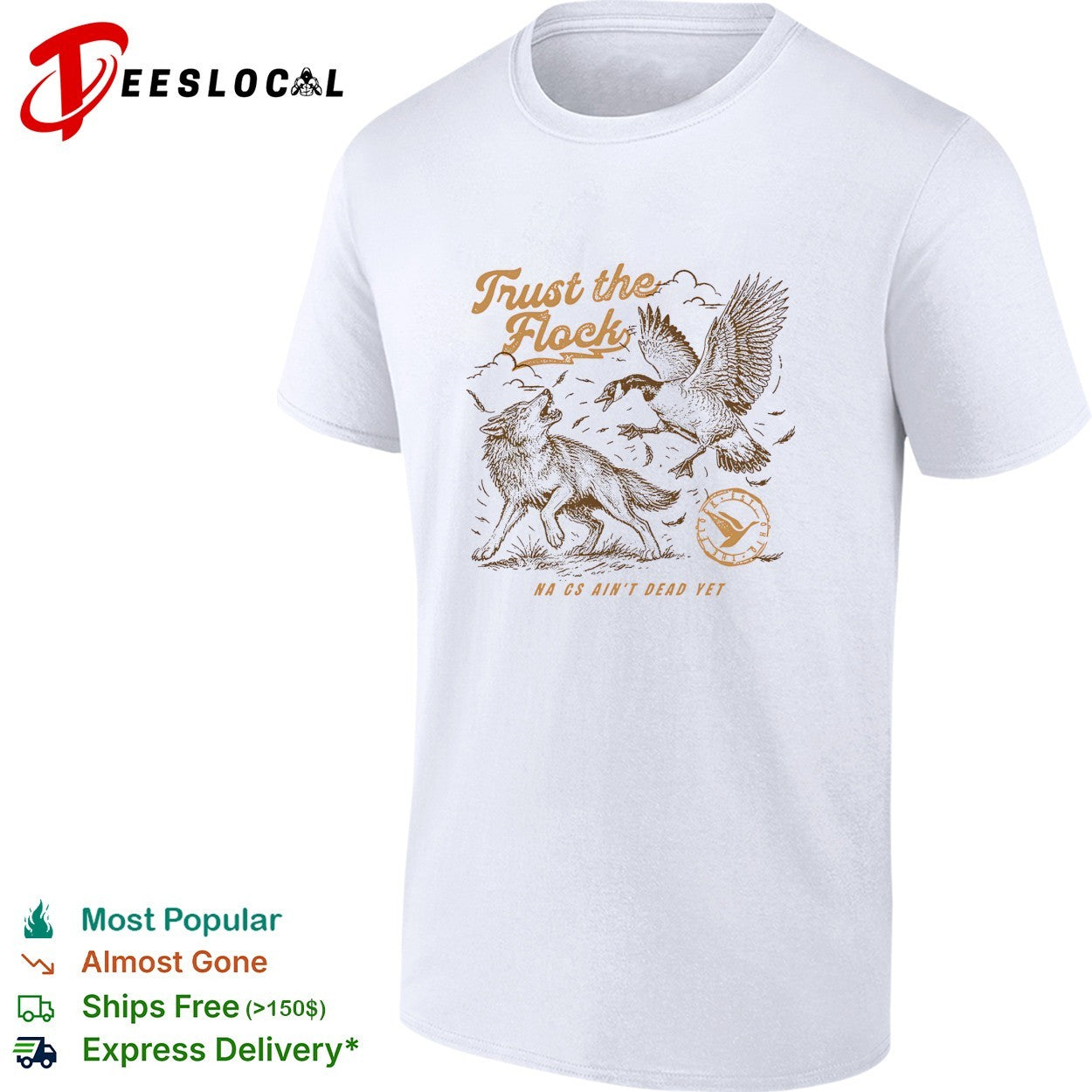 Trust the flock hawk and wolf shirt Unisex T-shirt, Sweatshirt, Hoodie, Long Sleeve Tee - T-Shirt, Sweatshirt, Hoodie