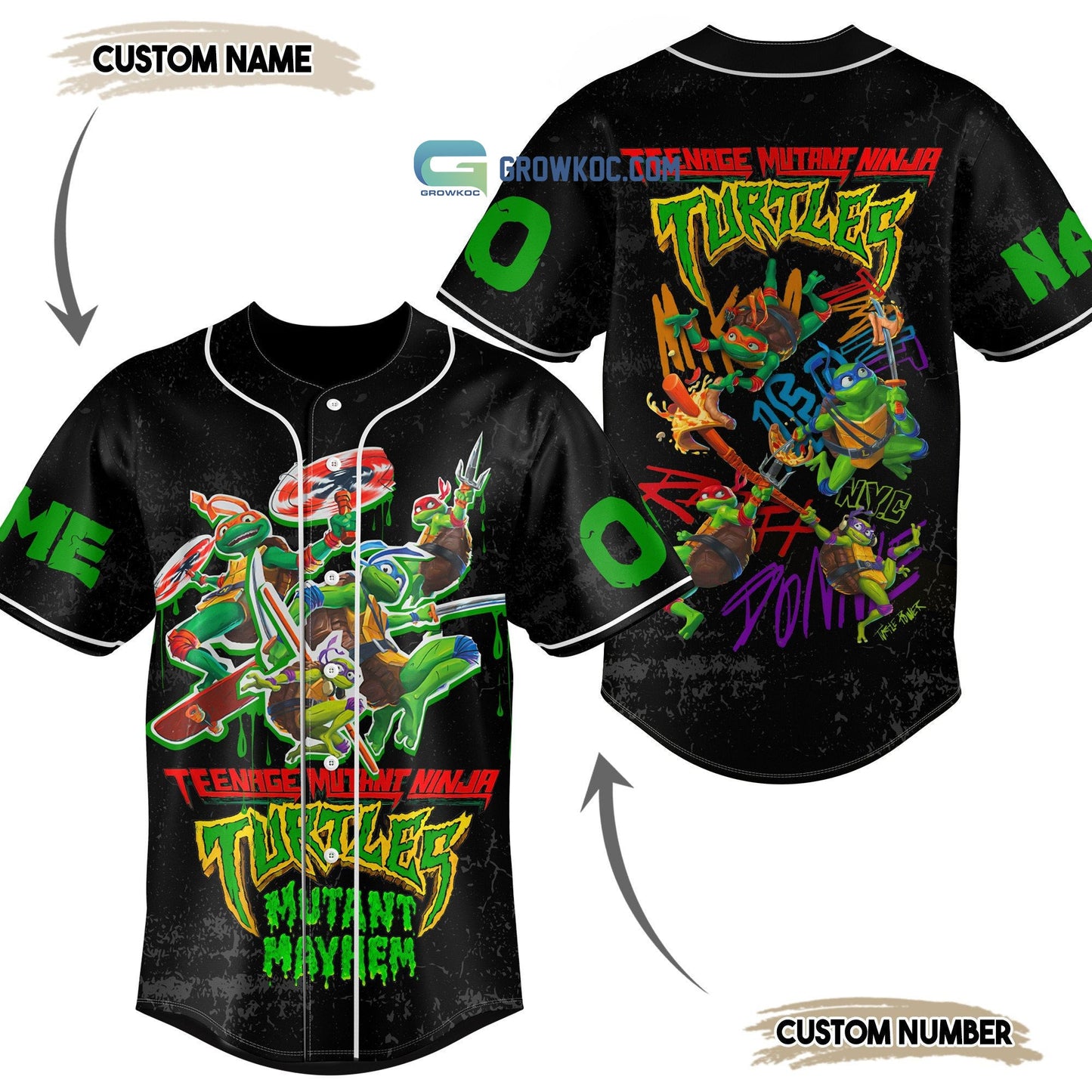 Turtles Teenage Mutant Ninja Personalized Baseball Jersey Unisex T-shirt, Sweatshirt, Hoodie, Long Sleeve Tee - T-Shirt, Sweatshirt, Hoodie