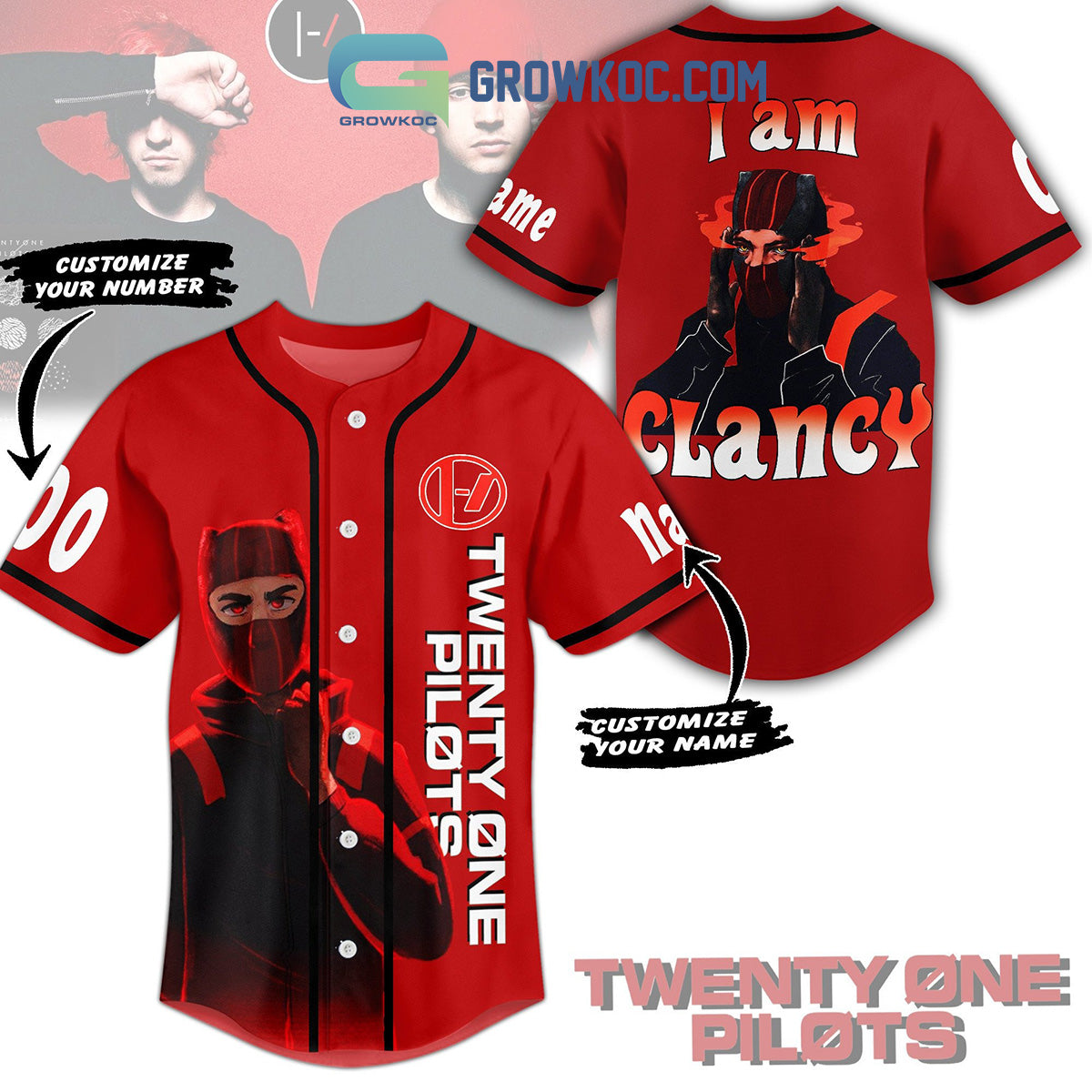 Twenty One Pilots I Am Clancy Personalized Baseball Jersey Unisex T-shirt, Sweatshirt, Hoodie, Long Sleeve Tee - T-Shirt, Sweatshirt, Hoodie