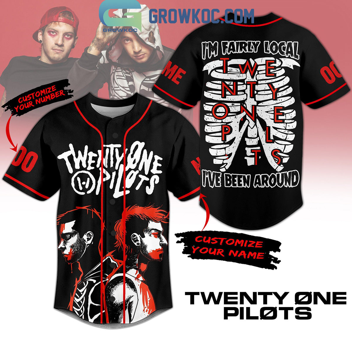 Twenty One Pilots Im Fairly Local Ive Been Around Personalized Baseball Jersey Unisex T-shirt, Sweatshirt, Hoodie, Long Sleeve Tee - T-Shirt, Sweatshirt, Hoodie