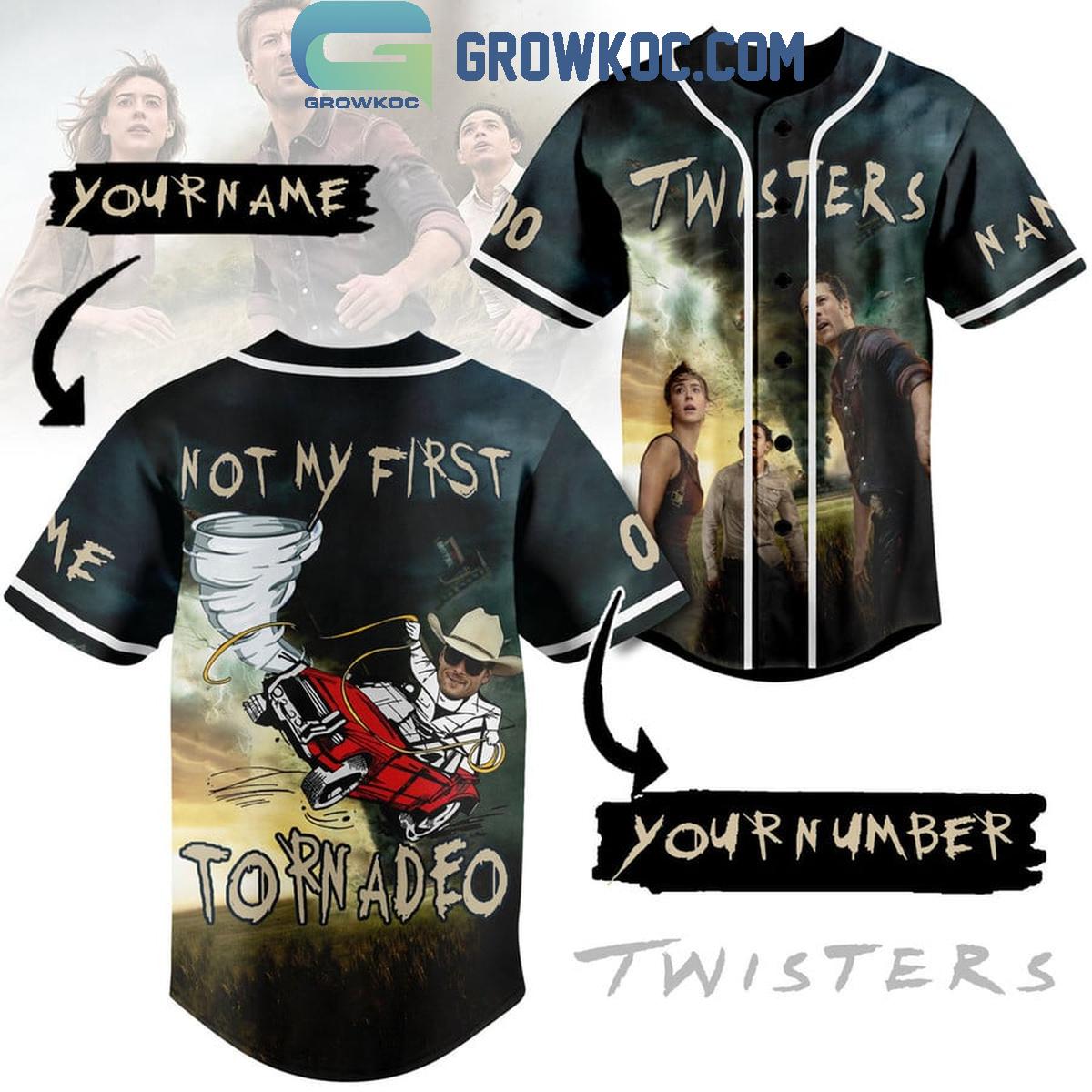 Twisters Not My First Tornadeo Personalized Baseball Jersey Unisex T-shirt, Sweatshirt, Hoodie, Long Sleeve Tee - T-Shirt, Sweatshirt, Hoodie