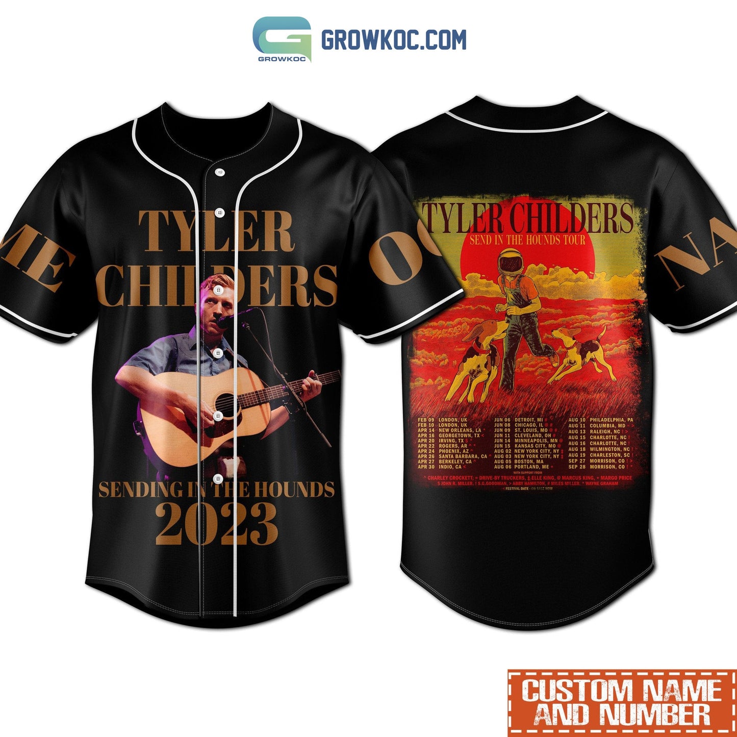 Tyler Childers Sending In The Hounds Tour 2023 Personalized Baseball Jersey Unisex T-shirt, Sweatshirt, Hoodie, Long Sleeve Tee - T-Shirt, Sweatshirt, Hoodie