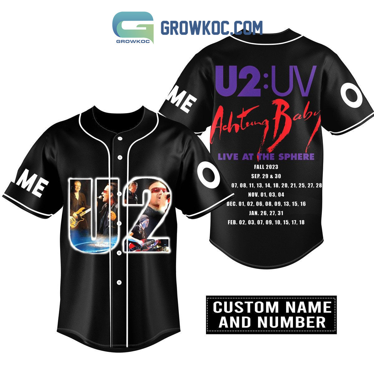 U2 UV Achtung Baby Live At The Sphere Fall 2023 Personalized Baseball Jersey Unisex T-shirt, Sweatshirt, Hoodie, Long Sleeve Tee - T-Shirt, Sweatshirt, Hoodie
