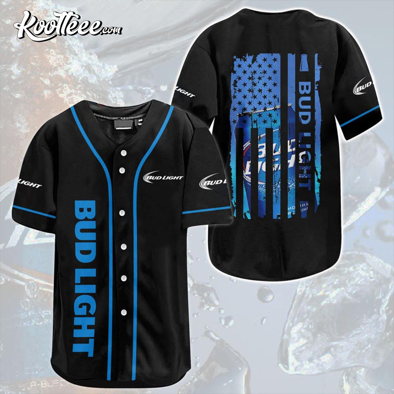 US Flag Bud Light Baseball Jersey Unisex T-shirt, Sweatshirt, Hoodie, Long Sleeve Tee - T-Shirt, Sweatshirt, Hoodie