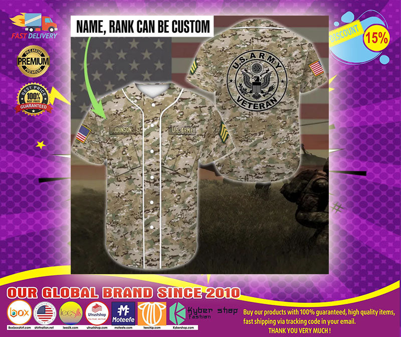 US army veteran custom name Baseball Jersey Unisex T-shirt, Sweatshirt, Hoodie, Long Sleeve Tee - T-Shirt, Sweatshirt, Hoodie