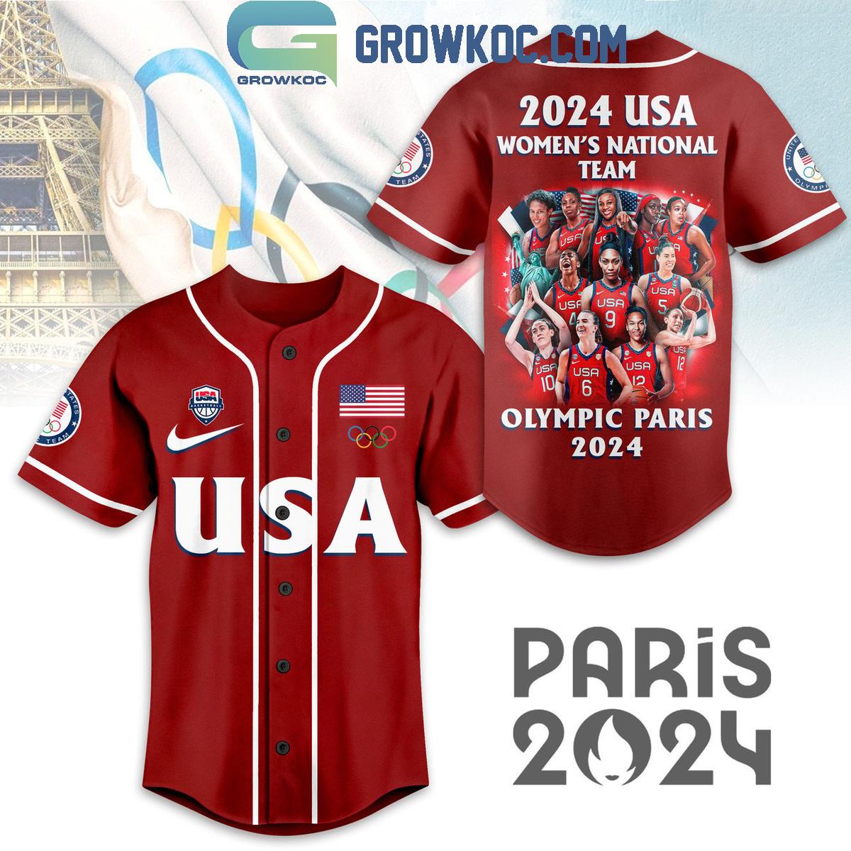 USA Womens National Team Olympic Paris 2024 Personalized Baseball Jersey Unisex T-shirt, Sweatshirt, Hoodie, Long Sleeve Tee - T-Shirt, Sweatshirt, Hoodie