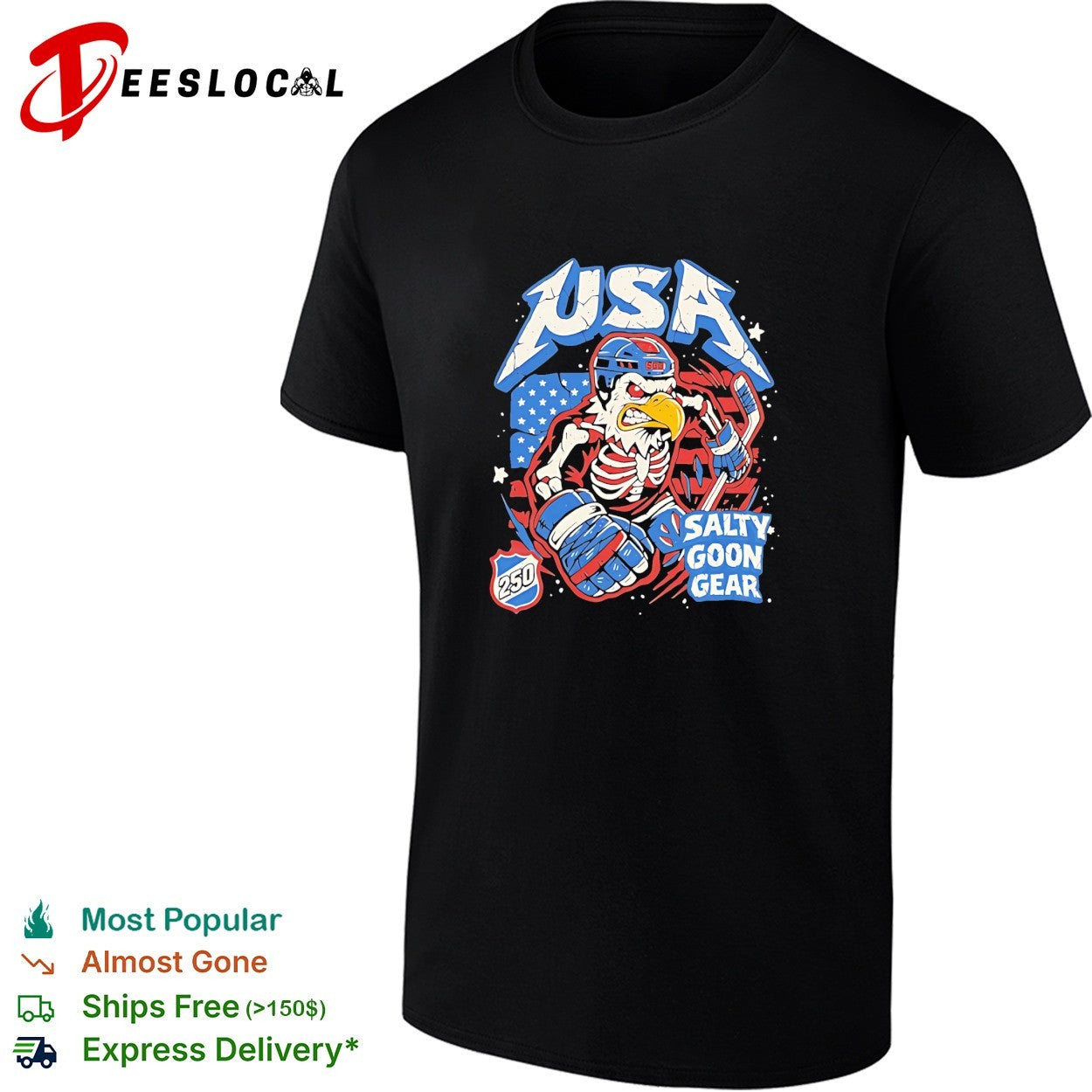 USA skeleton eagle 250 salty goon gear vintage shirt Unisex T-shirt, Sweatshirt, Hoodie, Long Sleeve Tee - T-Shirt, Sweatshirt, Hoodie