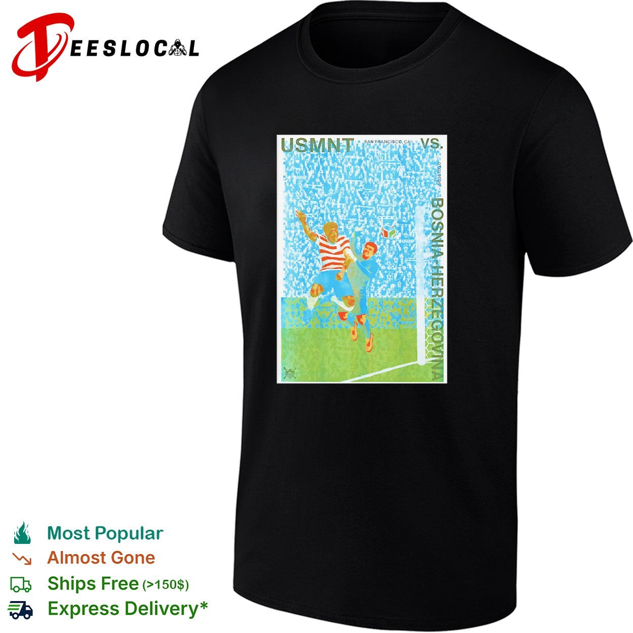 USMNT vs Bosnia Herzegovina soccer match shirt Unisex T-shirt, Sweatshirt, Hoodie, Long Sleeve Tee - T-Shirt, Sweatshirt, Hoodie