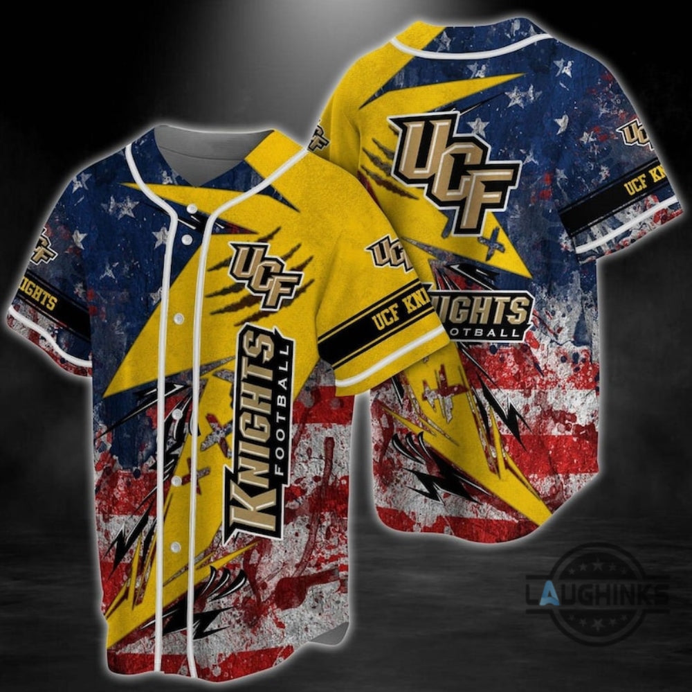Ucf Baseball Jersey Custom Ncaa Baseball Jersey Shirts Ucf Knights Logo X American Flag Name And Number College Uniform Football Ucf Knights Gift - T-Shirt, Sweatshirt, Hoodie