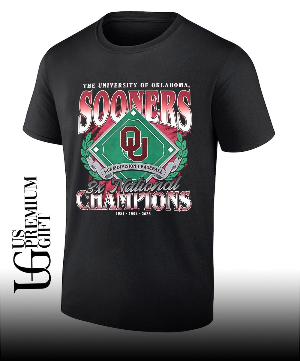 University of Oklahoma Sooners NCAA Division I Baseball 3X National Champions shirt Unisex T-shirt, Sweatshirt, Hoodie, Long Sleeve Tee - T-Shirt, Sweatshirt, Hoodie