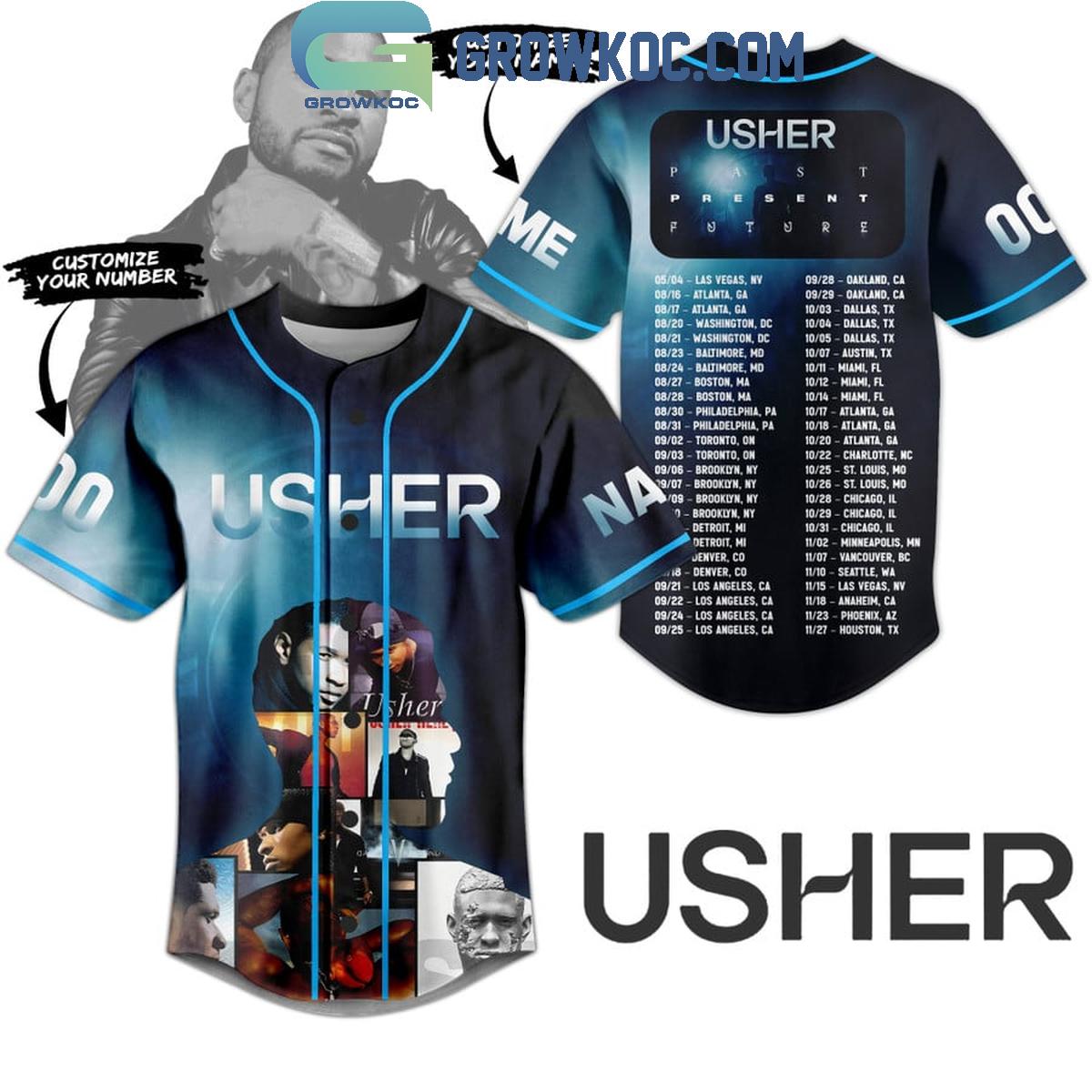 Usher Ready For Tour 2024 With Schedule Personalized Baseball Jersey Unisex T-shirt, Sweatshirt, Hoodie, Long Sleeve Tee - T-Shirt, Sweatshirt, Hoodie